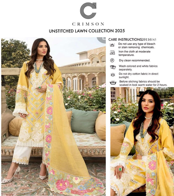 CRIMSON UNSTITCHED LAWN COLLEECTION 2025