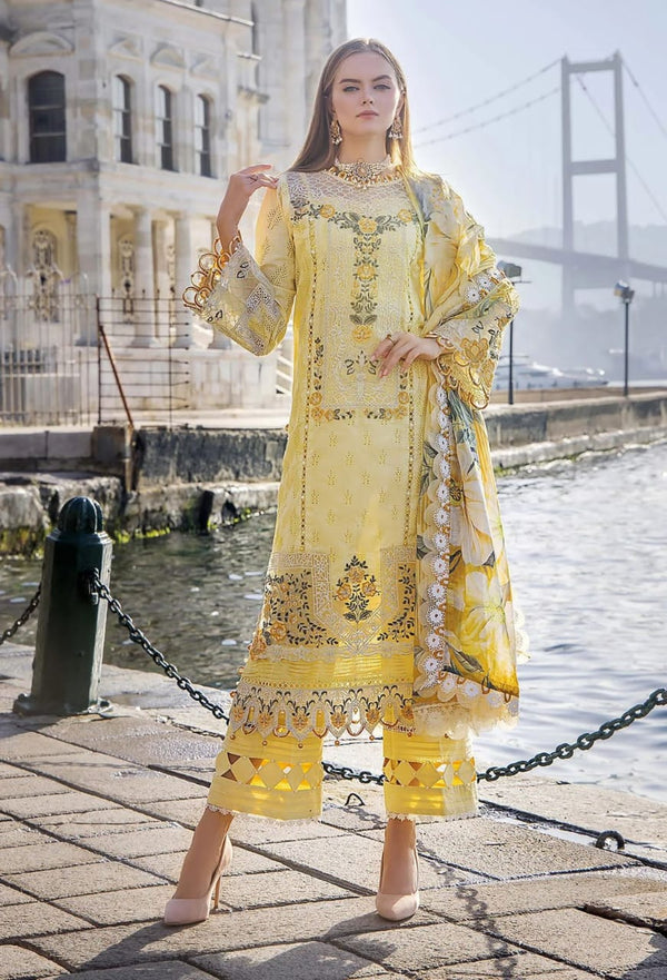 ADAN LIBAS LAWN 3PC Embroidered With Silk Dupatta