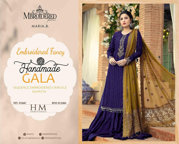 MARIA B Embroided Fancy Handmade Gala With Bamber Chiffon Embroided Dupatta