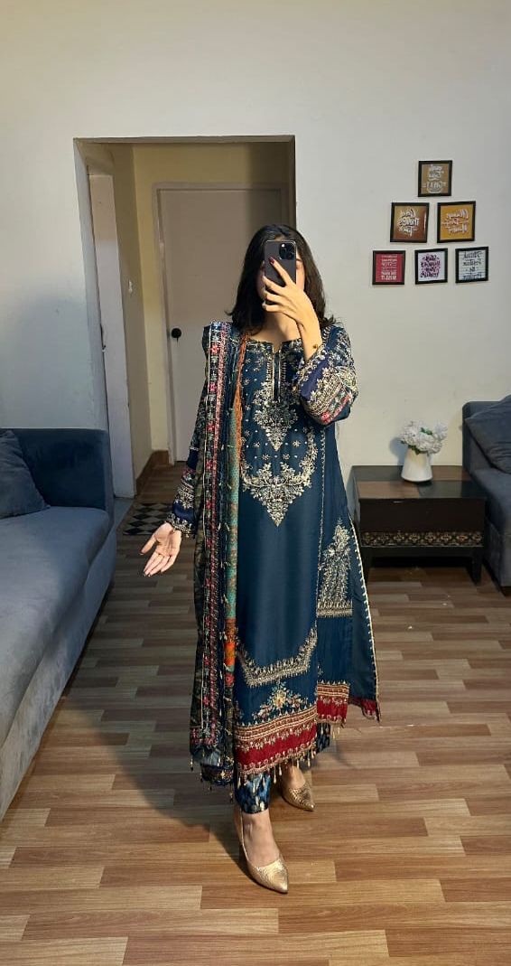 MARIA B Chiffon Fully heavy Embroided With Digital Printed Silk Dupatta