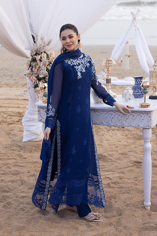AZURE Front Full heavy Embroided With Embroided Dupatta